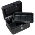 Barska Six-inch Black Steel Three-compartment Cash Box with Key Lock
