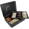 12-nch Black Cash Box with Key Lock