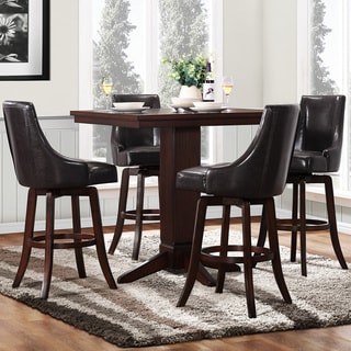 Vella Dark Brown Swivel Upholstered 5-Piece Pub Height Set
