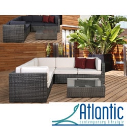 ###  Perugia Grey/Off-White 6-piece Wicker Sectional