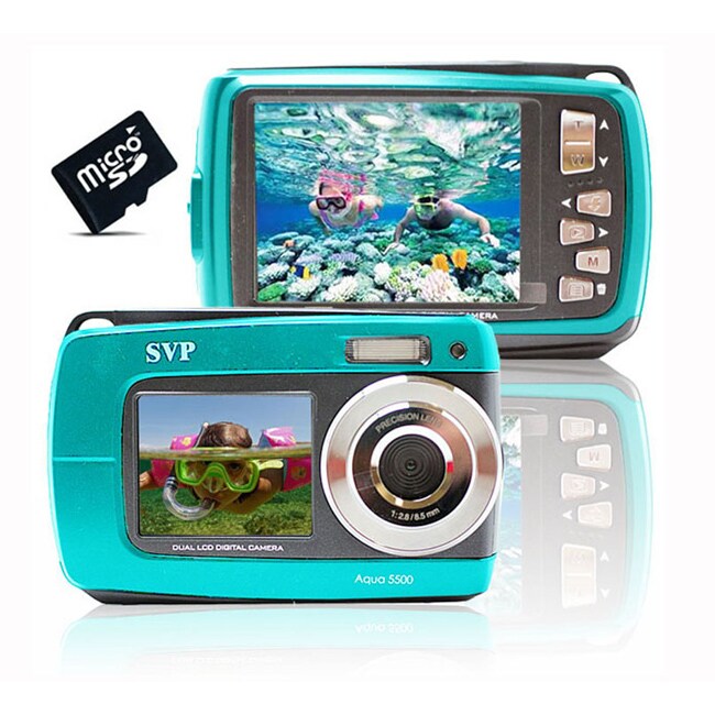 Aqua 5500 18MP Dual Screen Blue Waterproof Camera with Micro 16GB