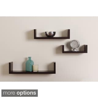 See Reviews Floating 'U' Walnut Finish Shelves (Set of 3)