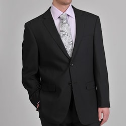 Montefino Mondo Men's 'Super 120 Merino' Black Wool Suit-Image