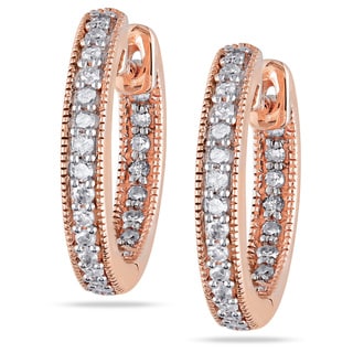 Miadora 14k Pink Gold 14 CT TDW Diamond Hoop Earrings (G-H, I1-I2 ...