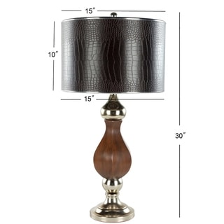 Indoor Faux Leather Shade Brown 1-light Table Lamp