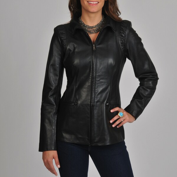 Jessica Simpson Women's Black Leather Scuba Jacket 14325463