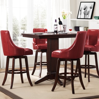 Vella Warm Red Swivel Upholstered 5-Piece Pub Height Set