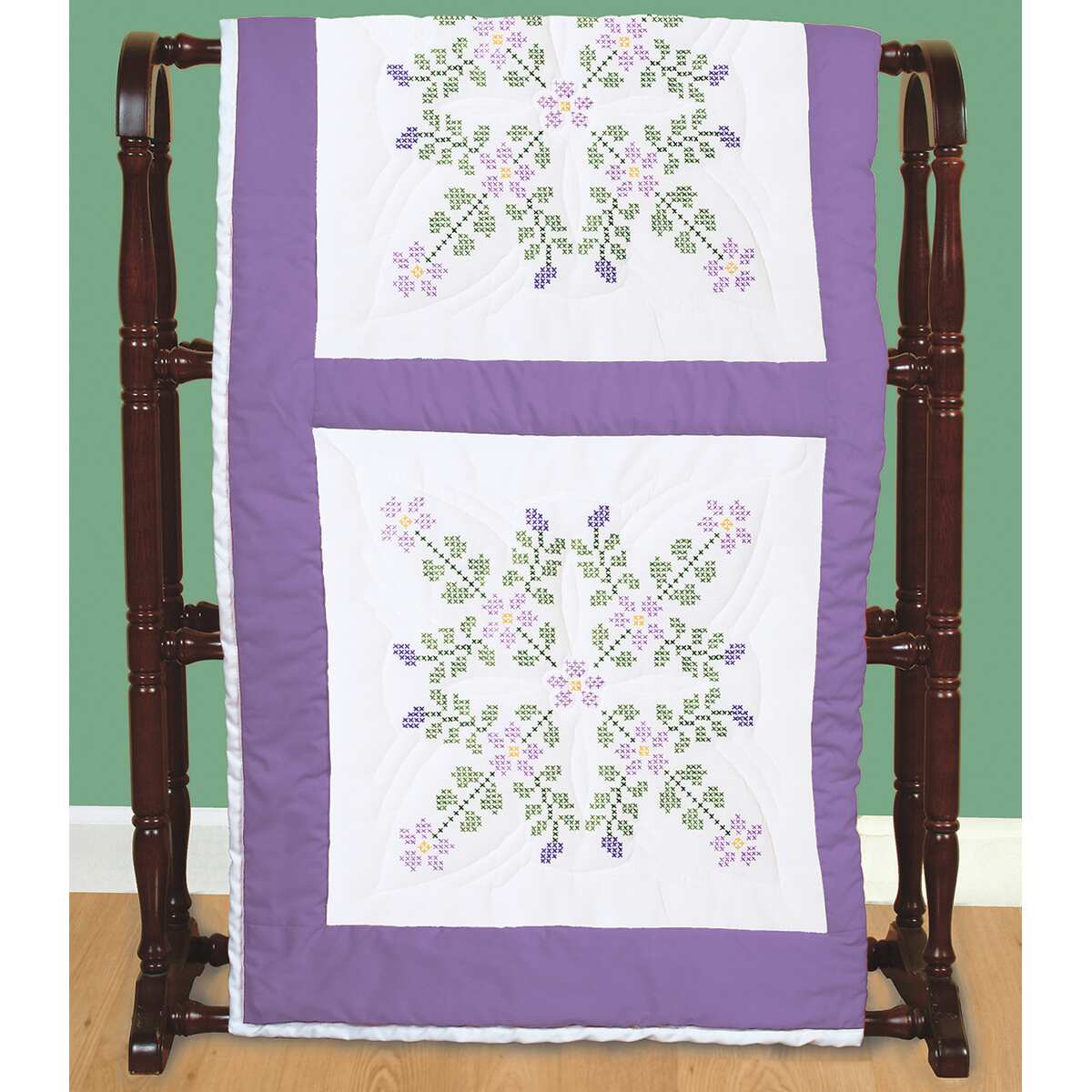 Stamped White Quilt Blocks 18"X18" 6/Pkg-Starflowers - Overstock