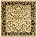 Handmade Heritage Treasures Ivory/ Black Wool Rug (6' Square)