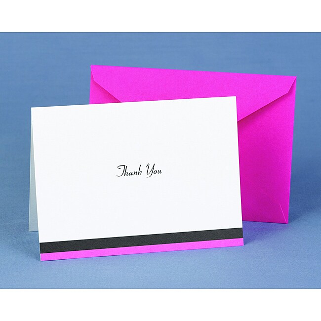 Fuchsia Trimmed Thank You Cards