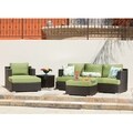 Corvus Morgan 7-piece Patio Wicker Seating Set with Sunbrella Fabric Cushions and Pillows
