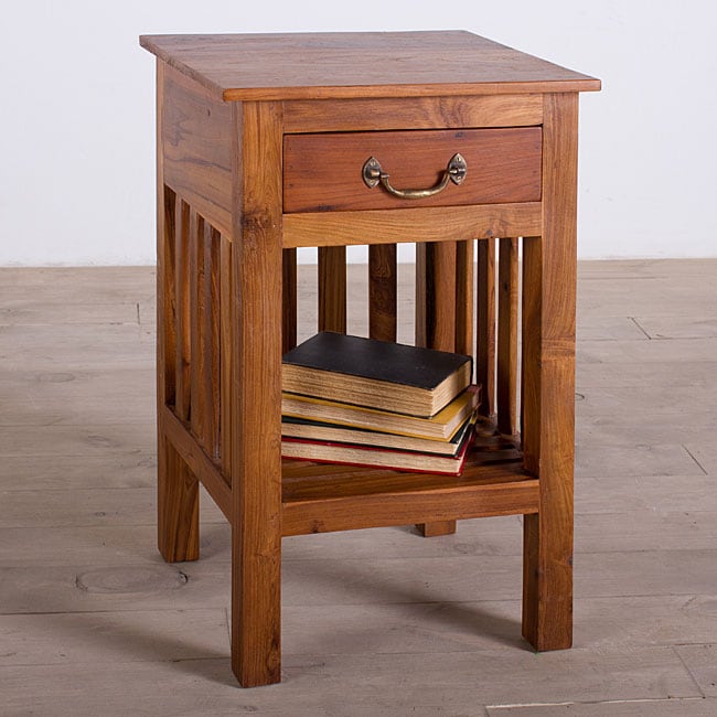 Mission Reclaimed Teak Single Drawer Nightstand (India) Overstock