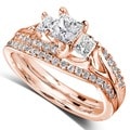14k Gold 1-1/10ct TDW Diamond Bridal Rings Set