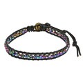 Sweet Crystals Single Strand Leather Bracelet (Thailand)