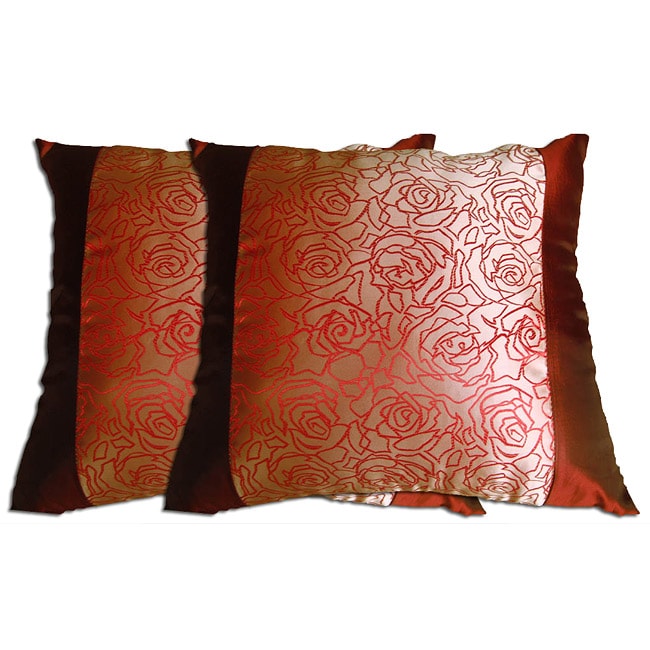 Decorative Wine/Gold Polyester Pillow (Set of 2) 14334770 Overstock
