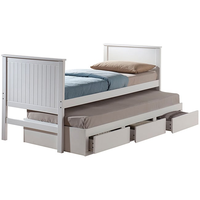 Bungalow White Finish Twin-size Captain Bed with Trundle - Overstock ...