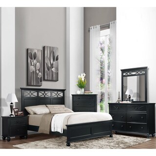 (^_-) TRIBECCA HOME Piston 5-piece Black Rubberwood Bedroom