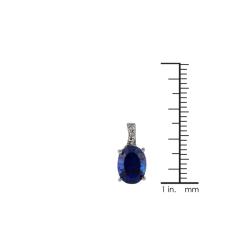 10k White Gold Created Sapphire and Diamond Stud Earrings