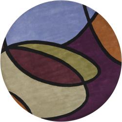 Hand-tufted Mandara Multi Geometric New Zealand Wool Rug (7'9 Round)