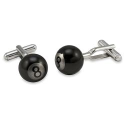 Stainless Steel Blackplated Eight Ball Cuff Links