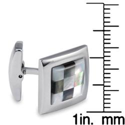 Stainless Steel Mother of Pearl and Abalone Checkerboard Cuff Links