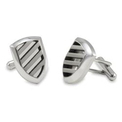Stainless Steel Groove Shield Cuff Links