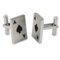 Stainless Steel and Black Resin Ace of Spades Card Cuff Links