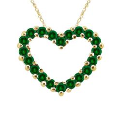 10k Gold Prong-set Created Emerald Heart Necklace
