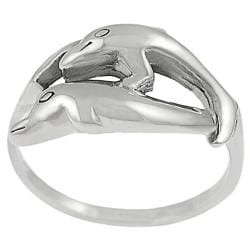 Tressa Sterling Silver Three Dolphins Ring