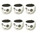 White Round Ceramic Solar Lights Pot with Bubble Cutouts (Set of 6)