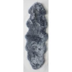 Alexa Double Grey Soft Sheepskin/ Wool Shag Runner (2' x 6')