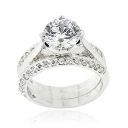 Icz Stonez Sterling Silver Cubic Zirconia Bridal Ring Set