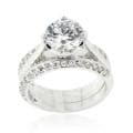 Icz Stonez Sterling Silver Cubic Zirconia Bridal Ring Set