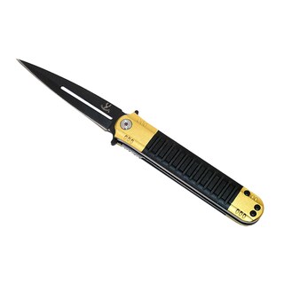 Defender Black and Gold 8-inch Folding Knife with Clip