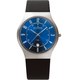 Skagen Men's Classic 233XXLSLN Black Leather Quartz Watch with Blue Dial