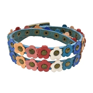 Mini Floral Delight Leather Double Wrap Bracelet (Thailand)
