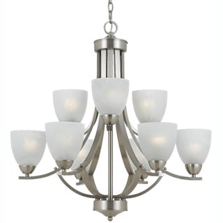 Transitional 9 light Chandelier in Satin Nickel