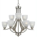 Transitional 9 light Chandelier in Satin Nickel