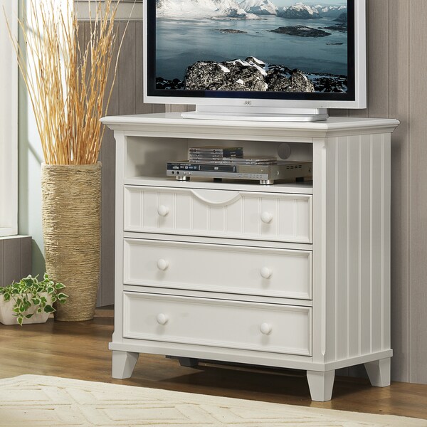 Tribecca Home Alderson Cottage White Beadboard 3 Drawer Tv Storage
