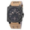 Bell & Ross Men's 'Aviation' Black Dial Beige Leather Strap Watch