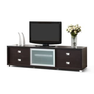 Special Offers Botticelli Brown Modern TV Stand with Frosted Glass Door