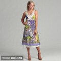 Ebene Women's Abstract Print Silk Sleeveless Dress