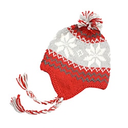 Hand-crochet Leisureland Red Snowflake Beanie Hat-Image