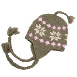 Leisureland Hand-crocheted Brown Snowflake Acrylic Beanie Hat-Image