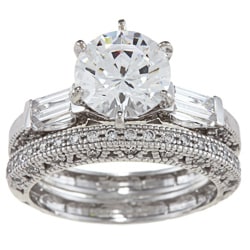 ... 14k White Gold 2 12ct TGW Clear Cubic Zirconia Bridal-style Ring Set