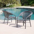 Christopher Knight Home Maria Dark Grey Wicker Fan Back Outdoor Club Chairs (Set of 2)