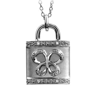 Jessica Simpson Silver Diamond Accent Butterfly Padlock Necklace