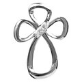 Jessica Simpson Sterling Silver Diamond Accent 3-stone Cross Necklace