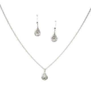 Jewelry by Dawn Small Filigree Teardrop Sterling Silver Necklace and Earring Set