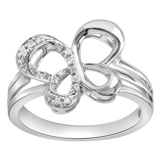 Jessica Simpson Silver Diamond Accent Butterfly Ring Size 7